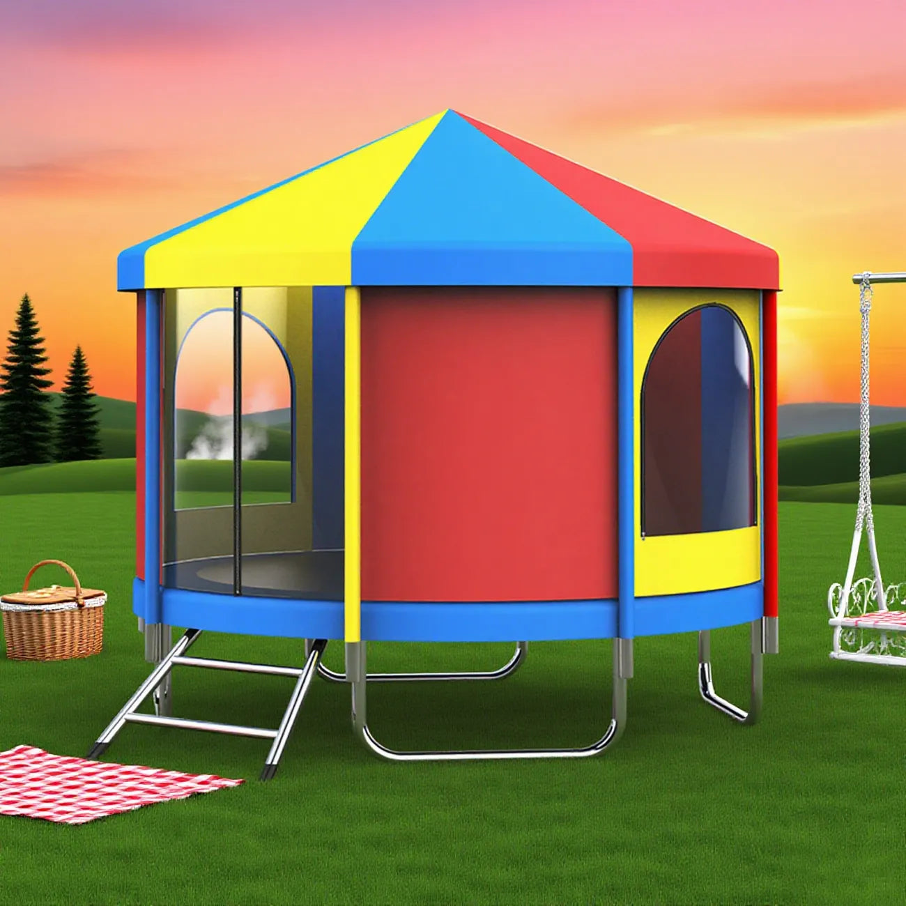 Outdoor Trampoline, Preferred for Stall Business in Squares, Commercial-Grade Outdoor Amusement Trampoline Suitable for Both Adults and Children